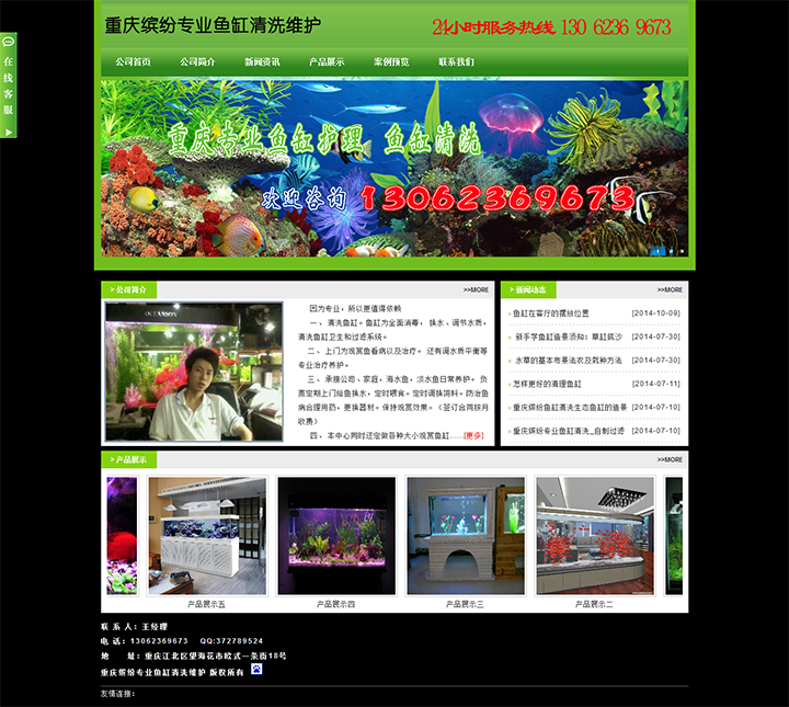 重庆缤纷专业鱼缸清洗维护网站建设案例